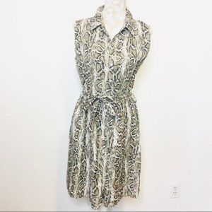 Laura Bianchi Snake Print Linen Dress Small Tan